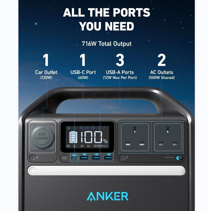 Anker 535 Solar Generator 512Wh with 100W Solar Panel - Benebomo