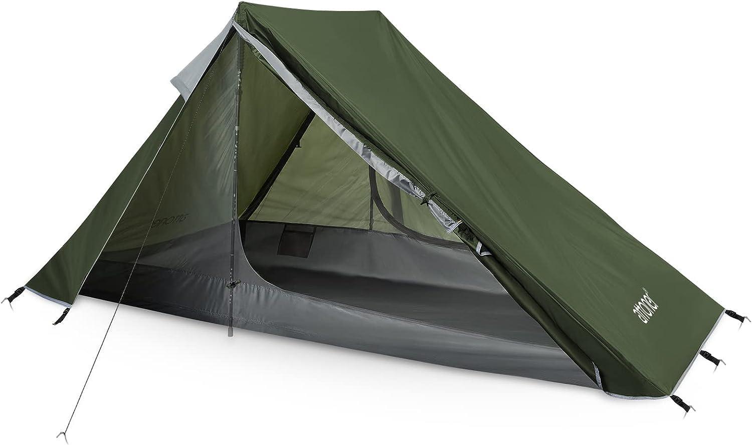 ATTONER Ridge Tent for 2 People Green Polyester Waterproof Backpacking Tent - Benebomo