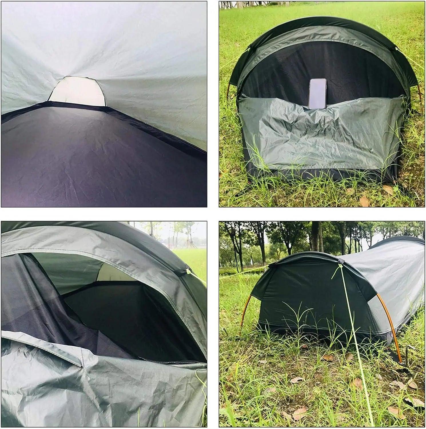 Augustusws 1 Person Bivy Tent Ultralight Polyester Waterproof Green - Benebomo