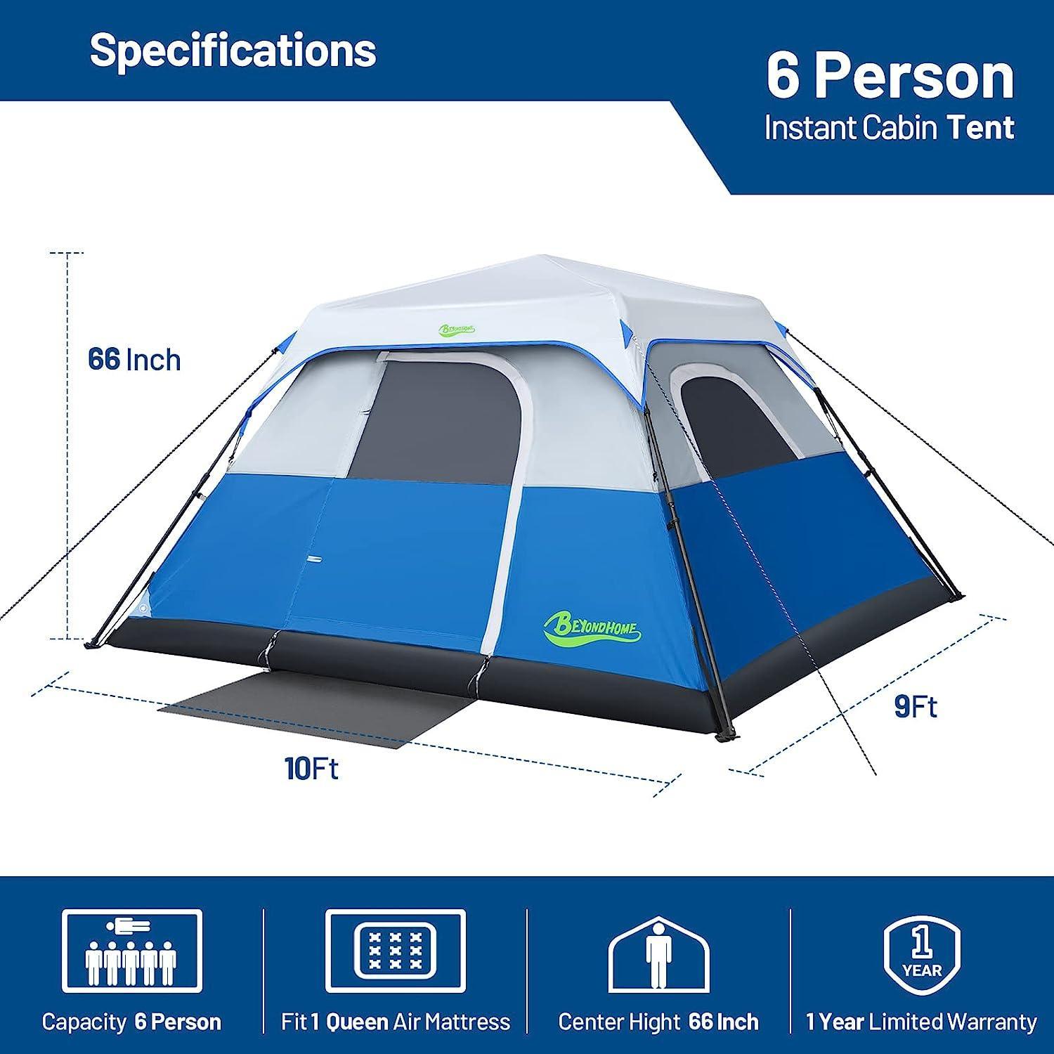 BeyondHOME Instant Cabin Tent for 4 to 6 People Waterproof - Benebomo