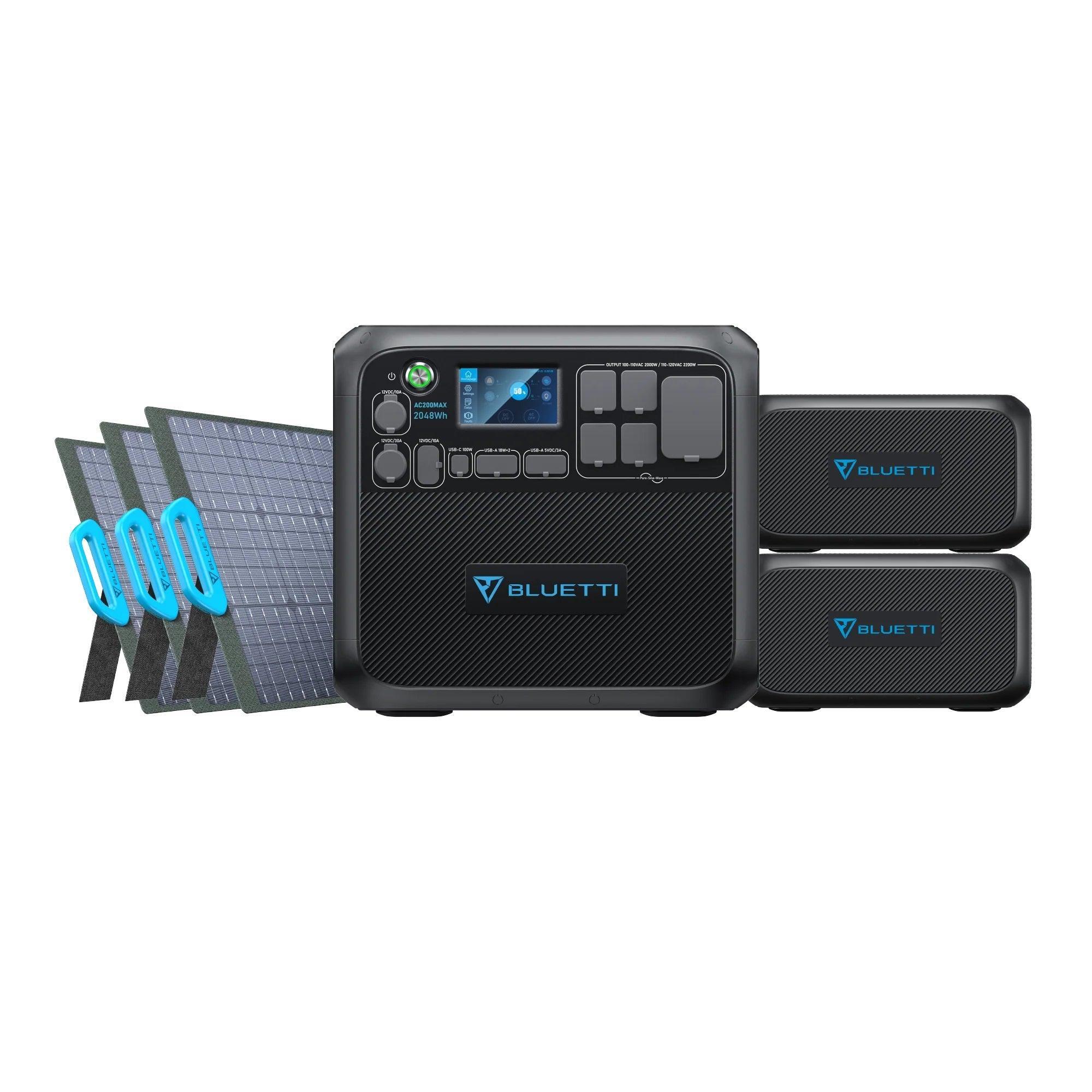 BLUETTI 2048Wh Solar Generator AC200MAX with two B230 and Three PV200 - Benebomo