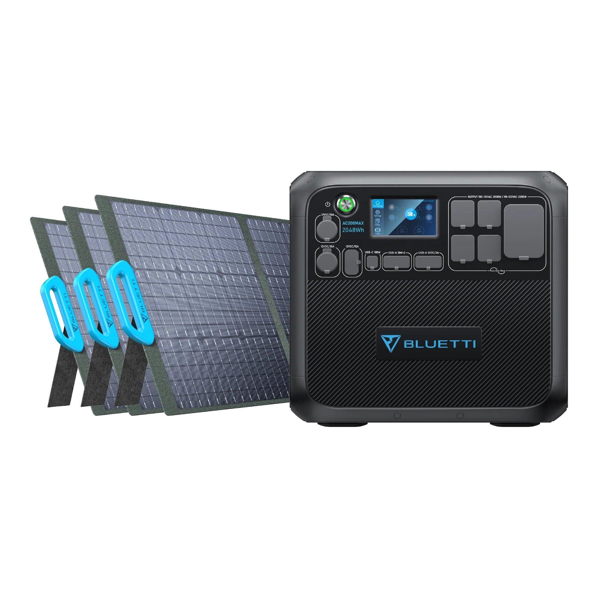 BLUETTI 2048Wh Solar Generator Kit AC200MAX with Three PV200 - Benebomo