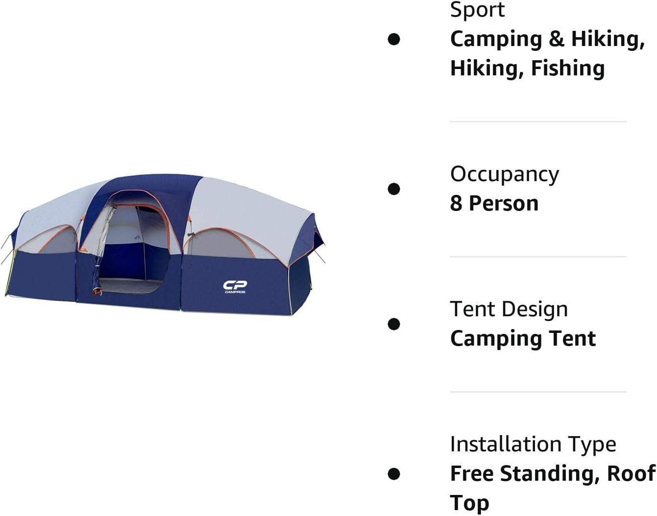 CAMPROS Cabin Tent for 8 Person for Camping Waterproof - Benebomo