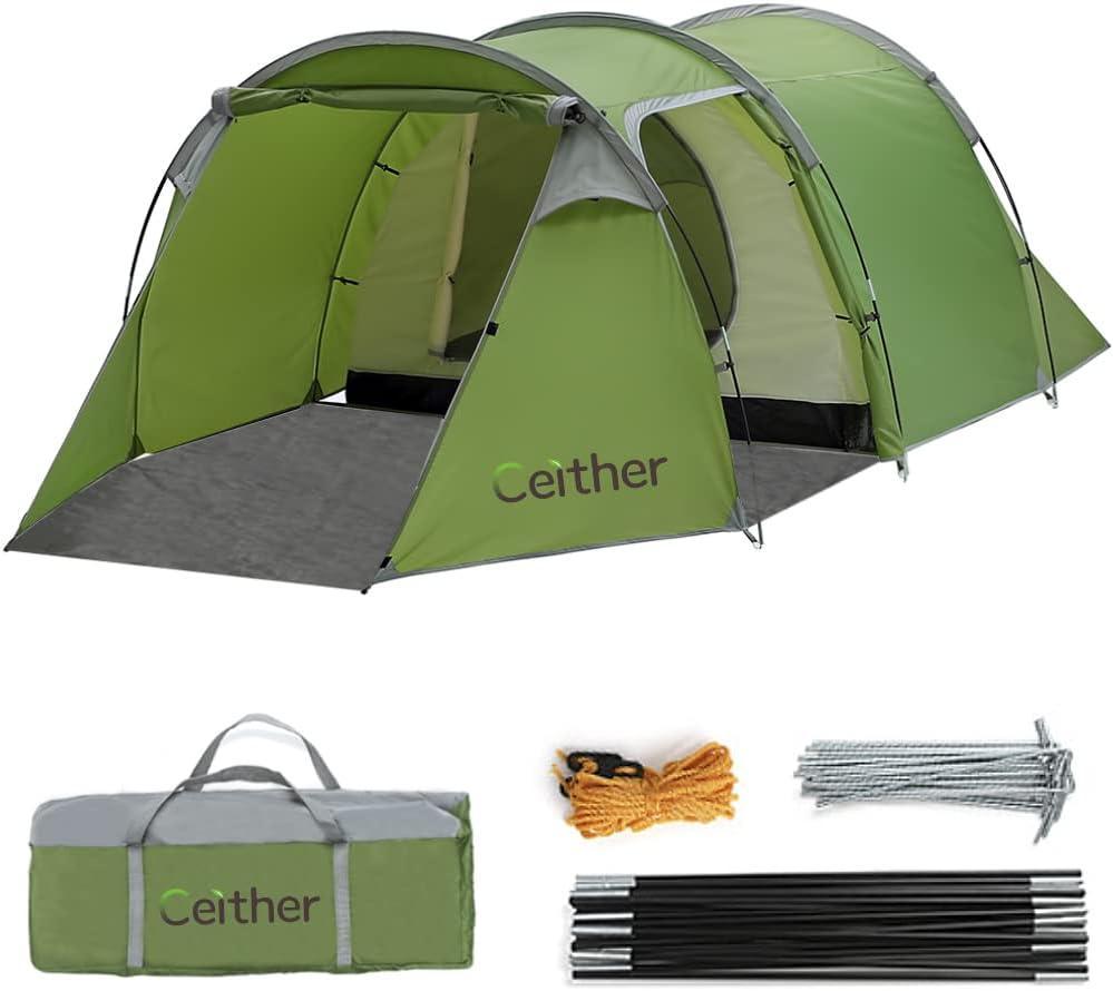 Ceither Tunnel Tent for 4 Person Portable Camping Tent Waterproof - Benebomo