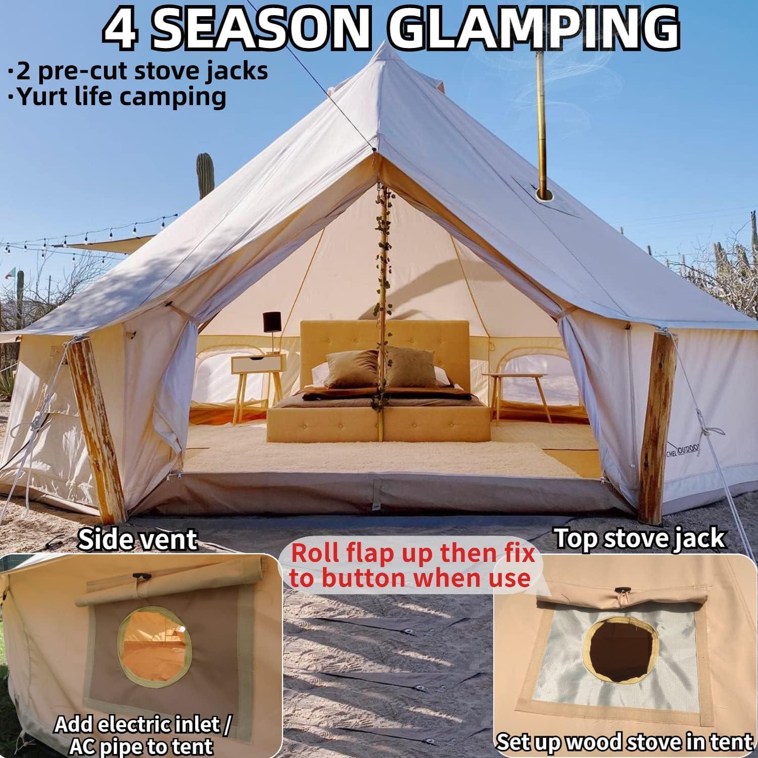 DANCHEL Bell Tent Glamping Canvas Tent for 5 Person - Benebomo