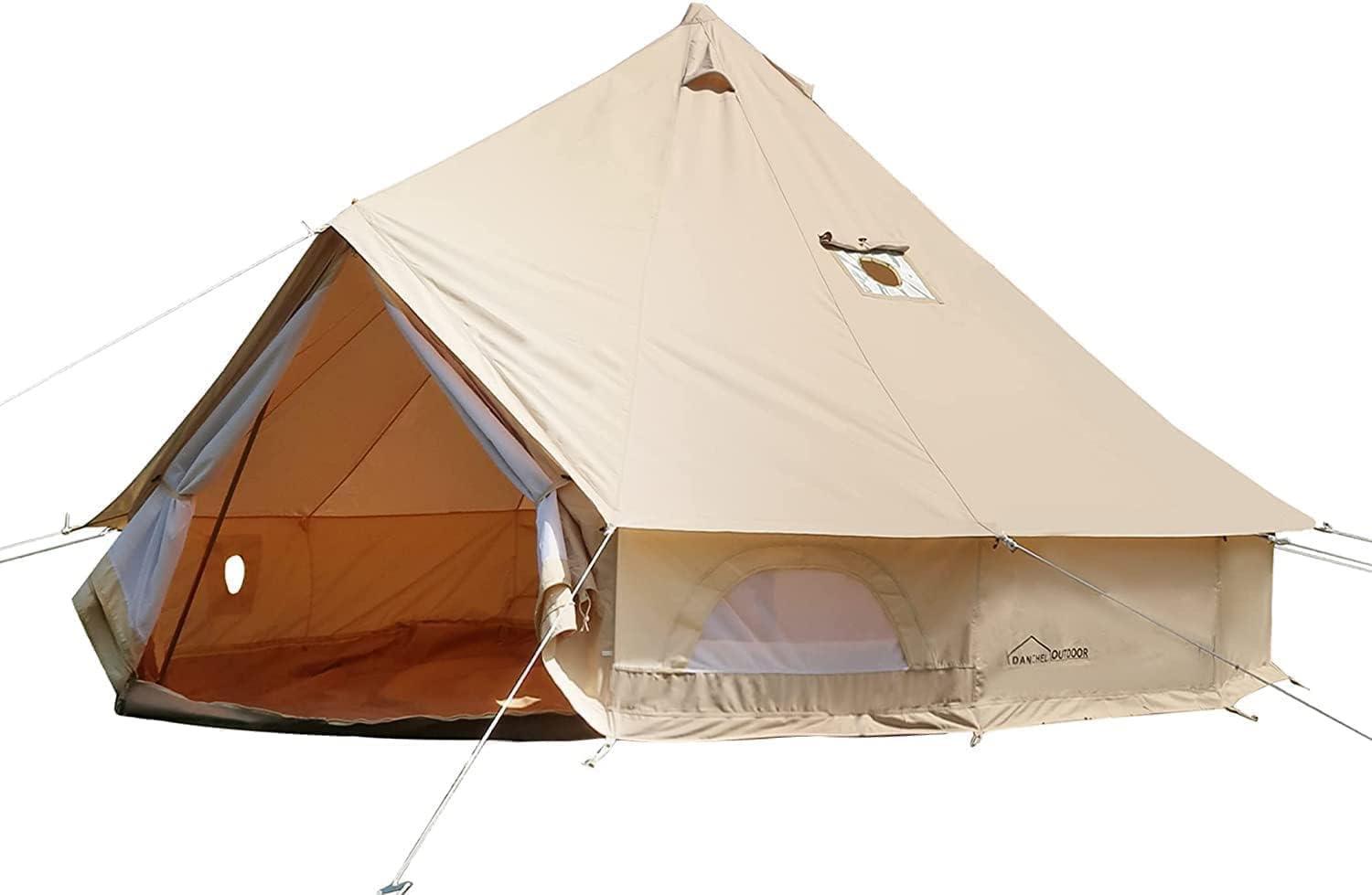 DANCHEL Bell Tent Glamping Canvas Tent for 5 Person - Benebomo