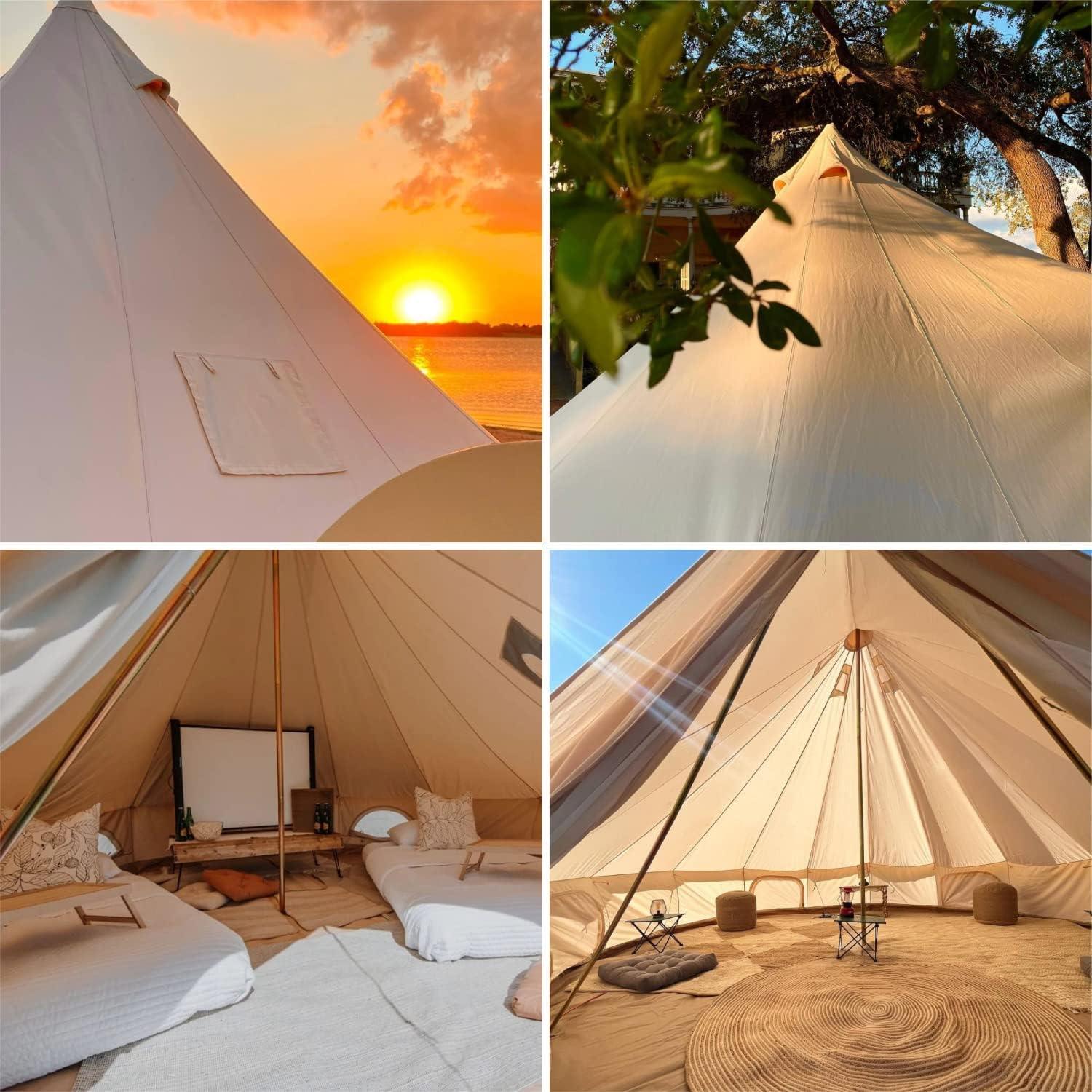 DANCHEL Bell Tent Glamping Canvas Tent for 5 Person - Benebomo