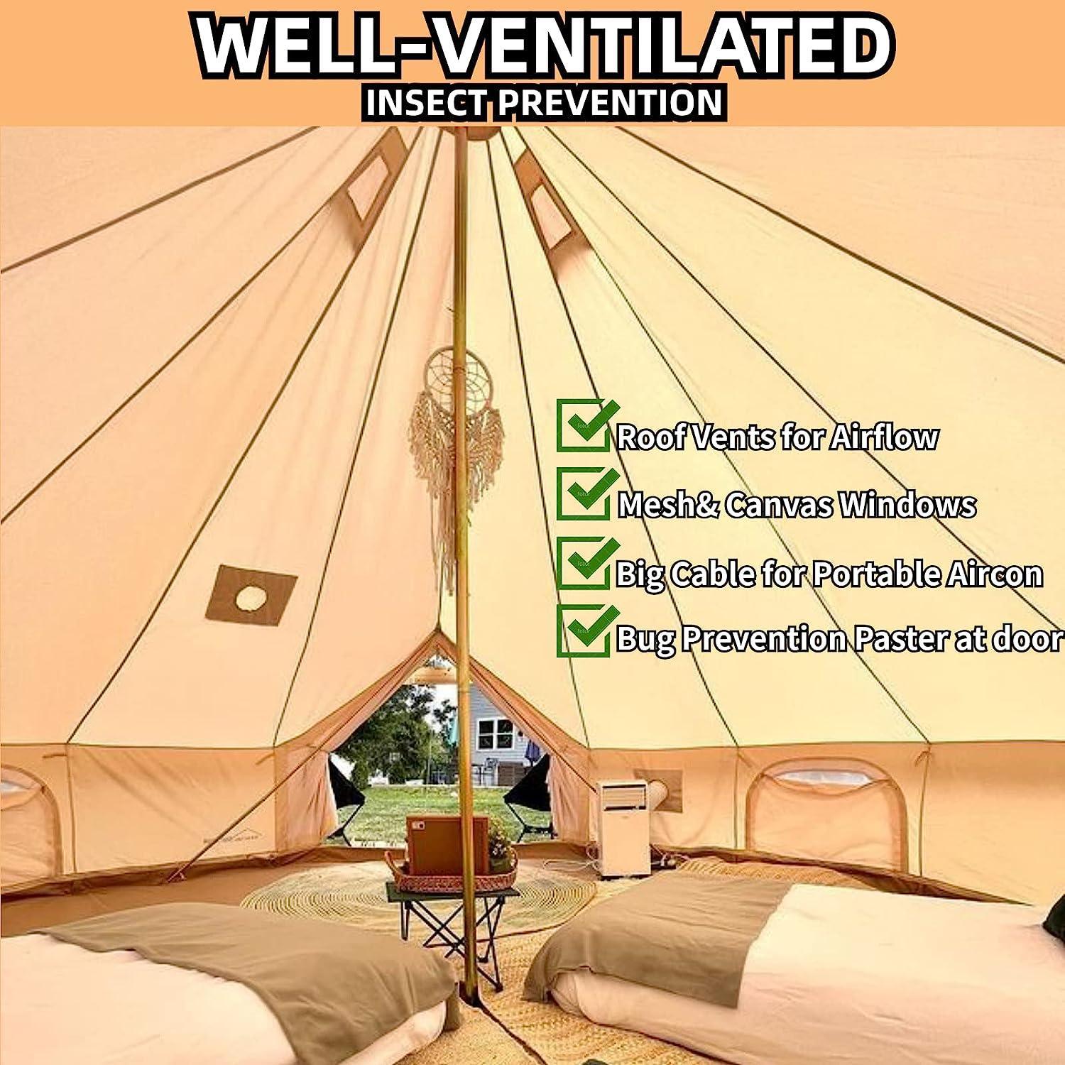 DANCHEL Bell Tent Glamping Canvas Tent for 5 Person - Benebomo