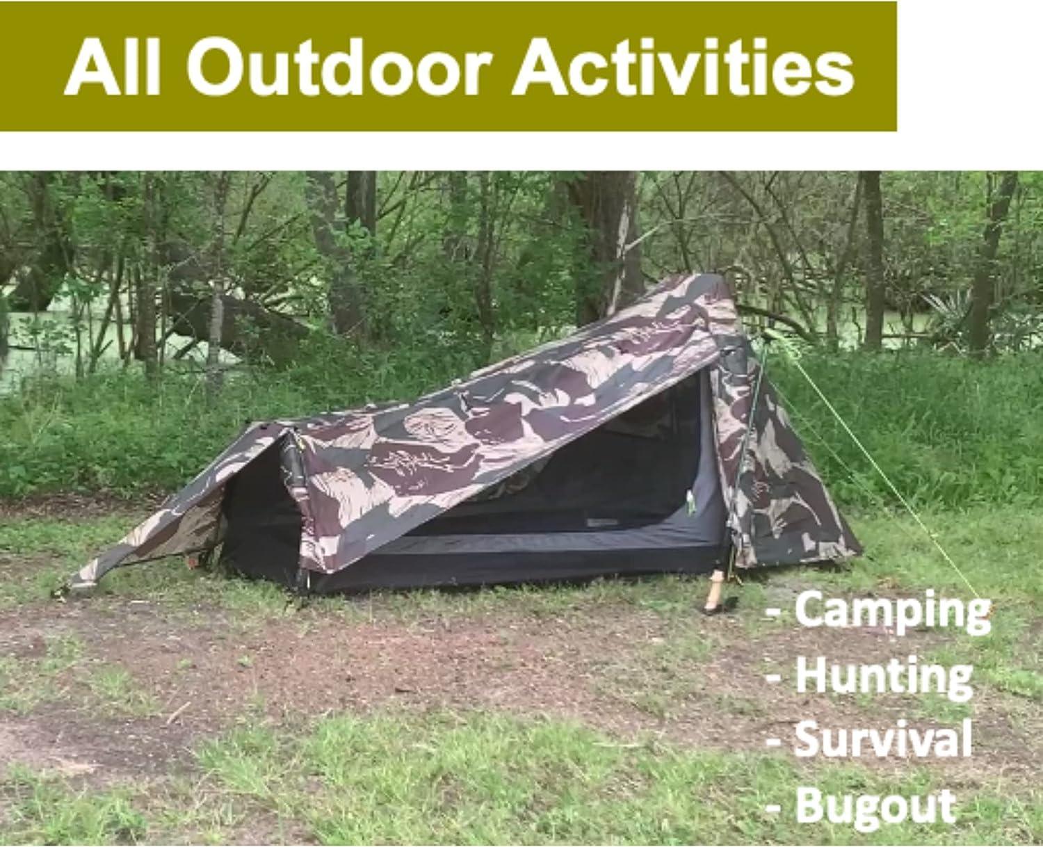 Dragoon Unlimited Bivy Tent for 1 Person Camouflage Survival Shelter - Benebomo