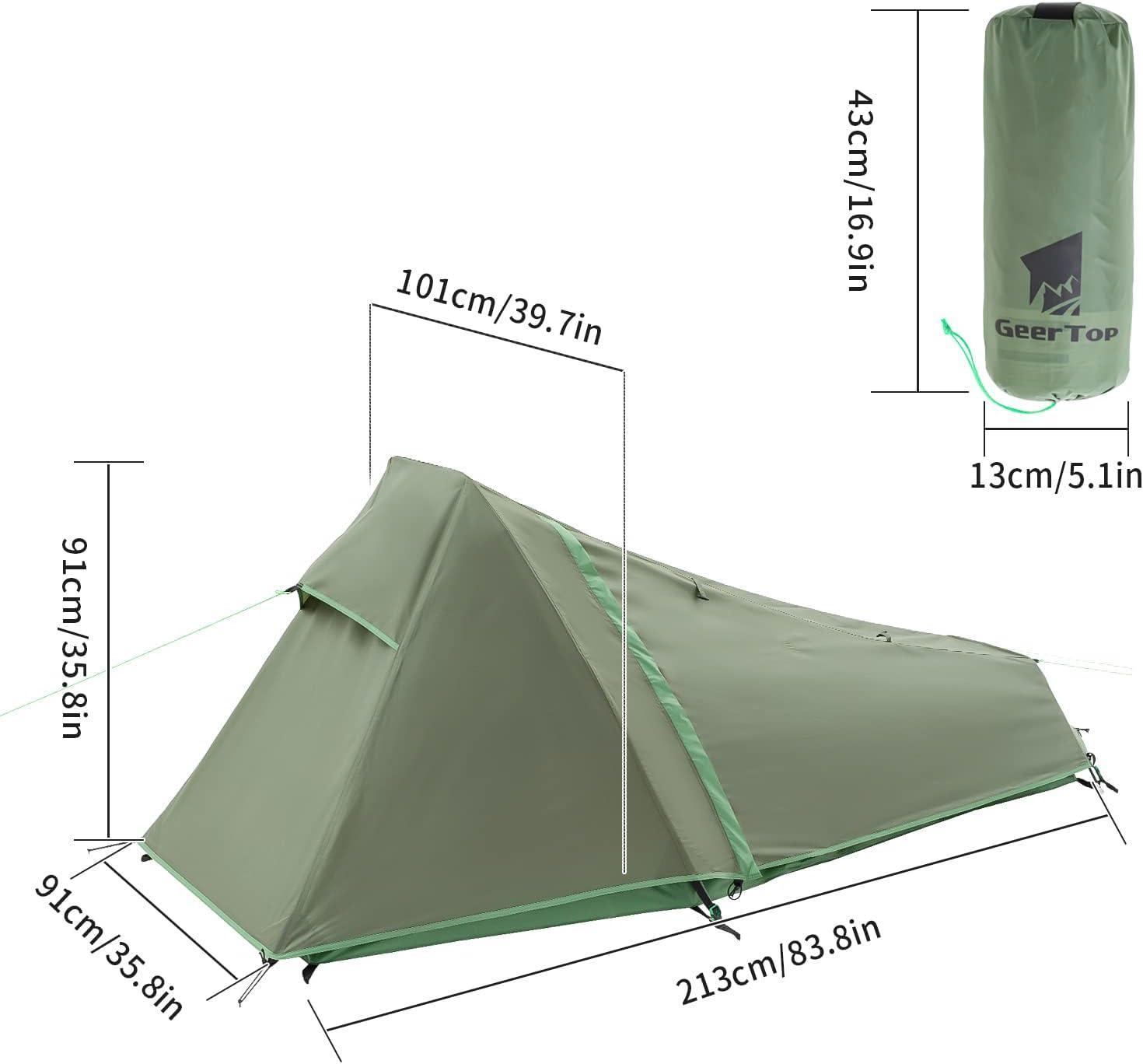 GEERTOP Bivy Tent for 1 Person Green Polyester Backpacking Tent - Benebomo