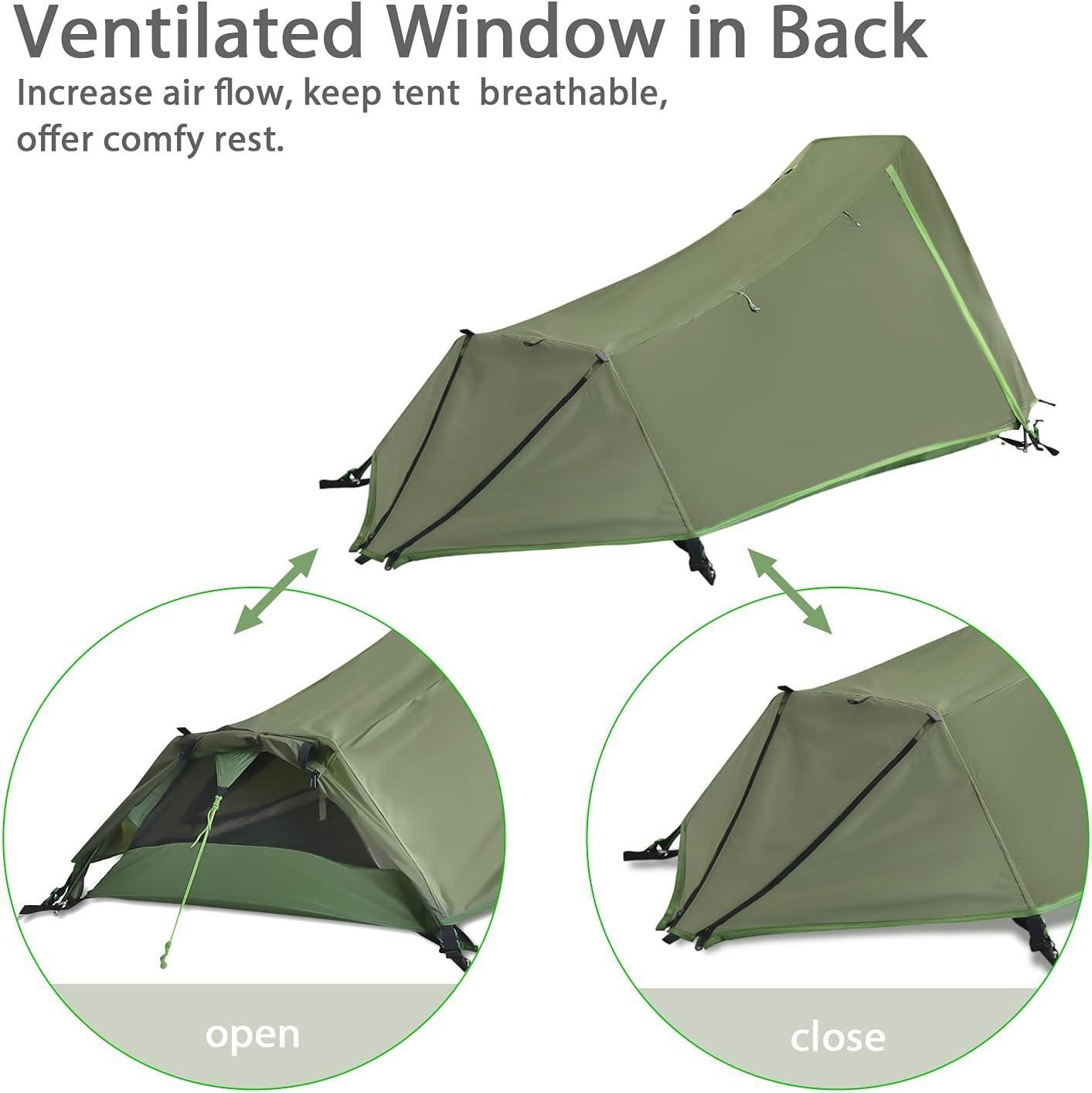 GEERTOP Bivy Tent for 1 Person Green Polyester Backpacking Tent - Benebomo