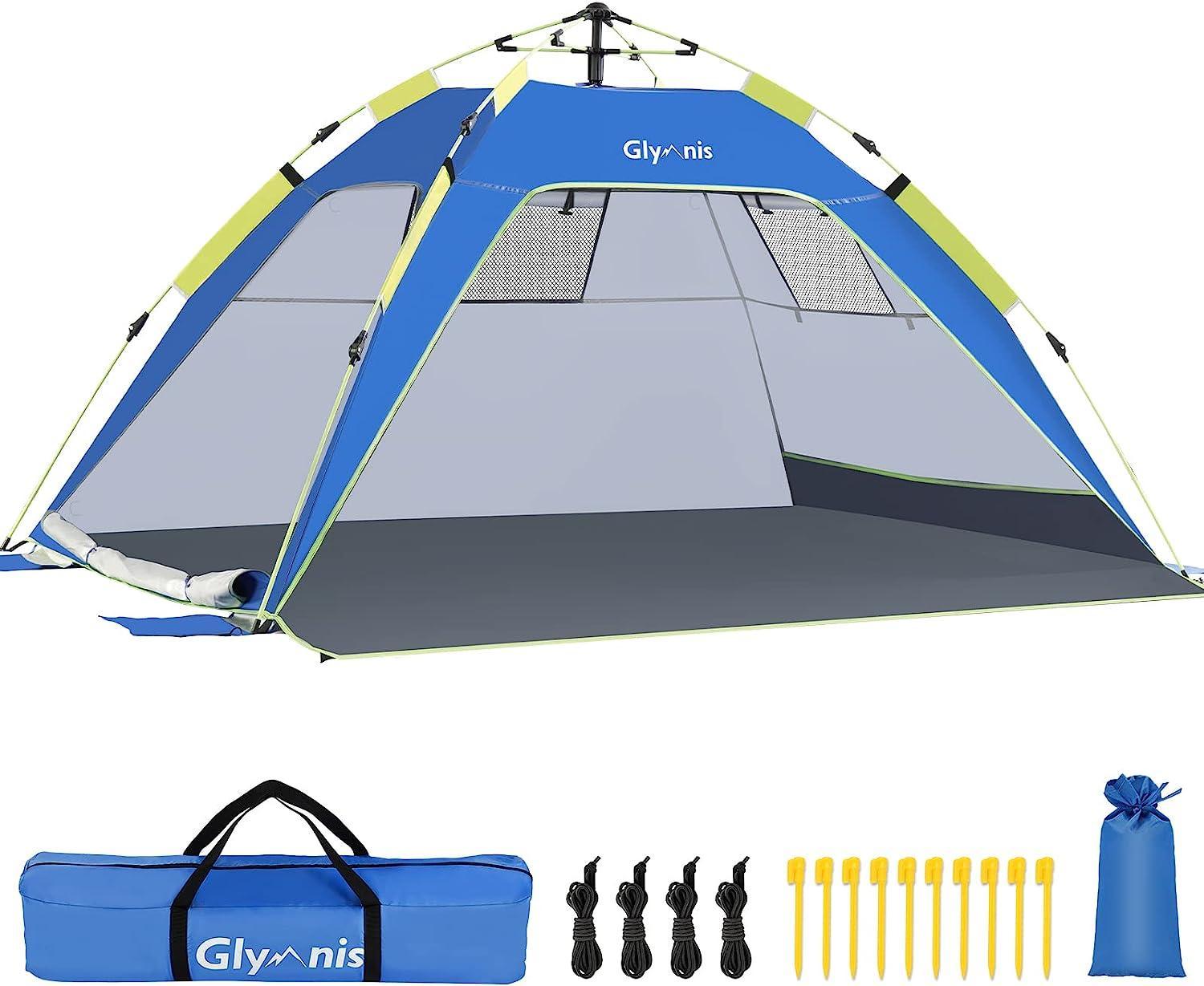 Glymnis Gazebo Tent for 3 - 4 People Blue Oxford Pop Up Beach Tent - Benebomo