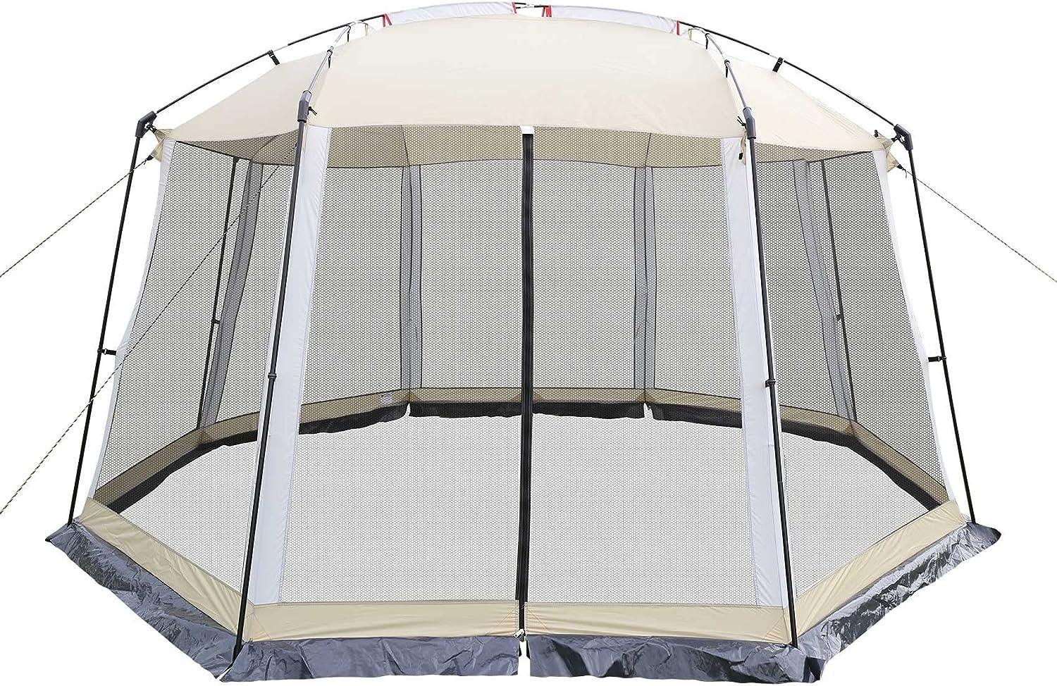 HYPER VENTURE Gazebo Tent for 8 - 10 People Khaki Oxford Waterproof - Benebomo