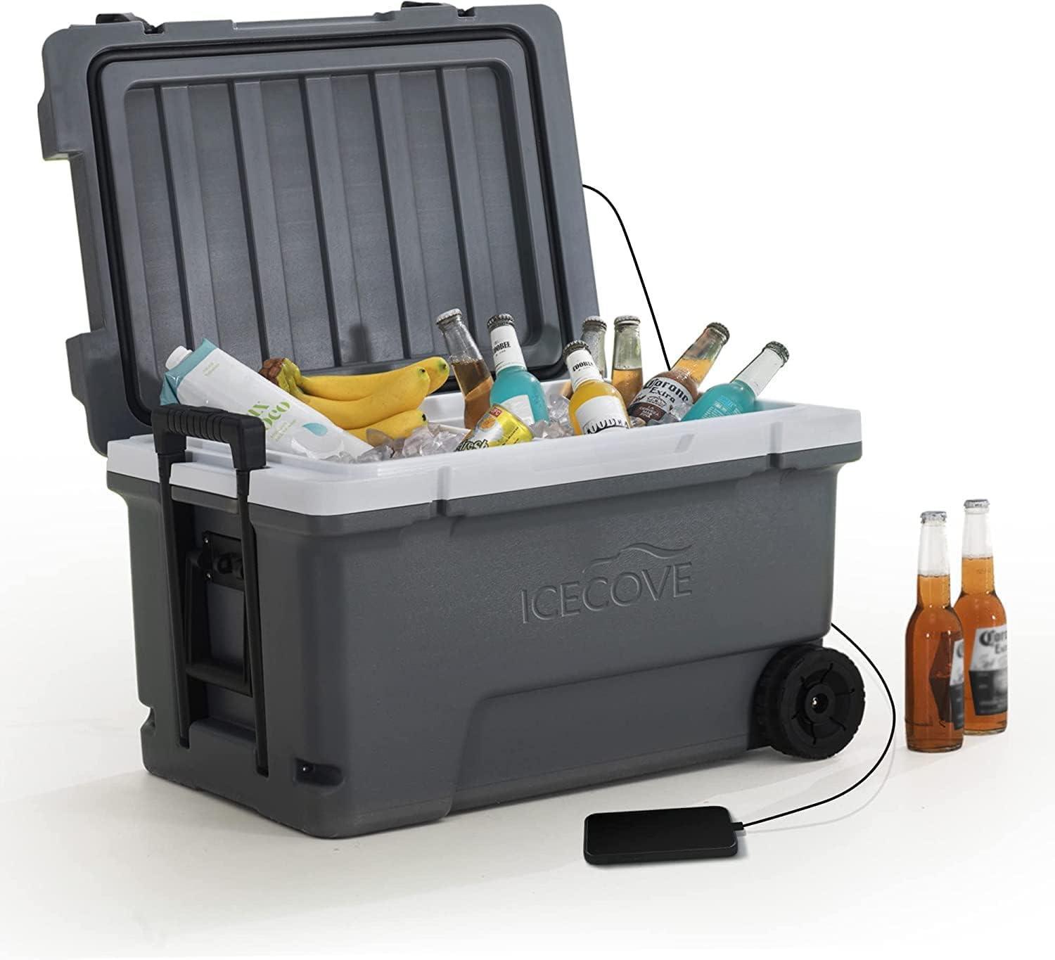 IceCove Solar Cooler Portable Freezer with Wheels and Handle - Benebomo