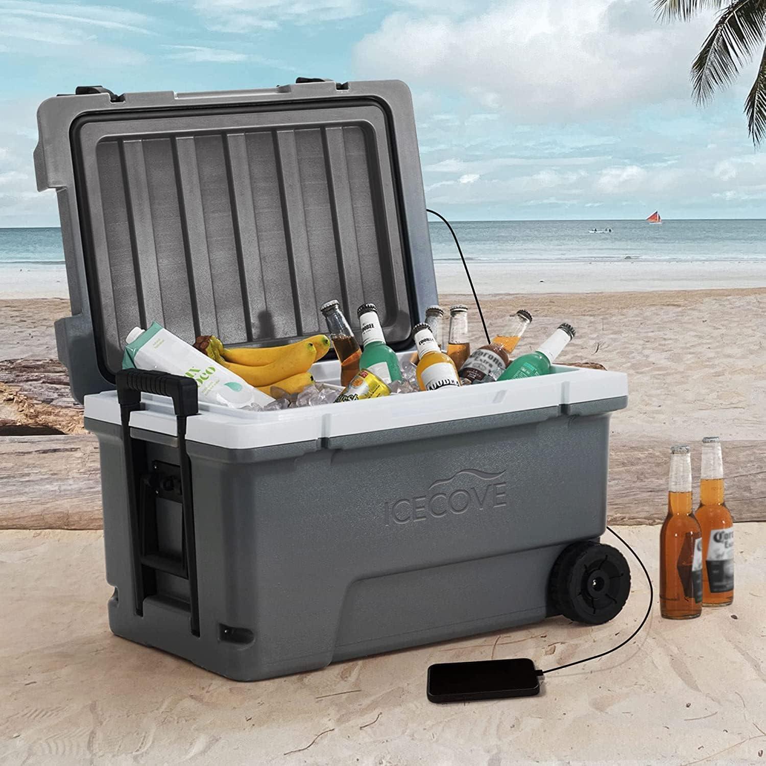 IceCove Solar Cooler Portable Freezer with Wheels and Handle - Benebomo