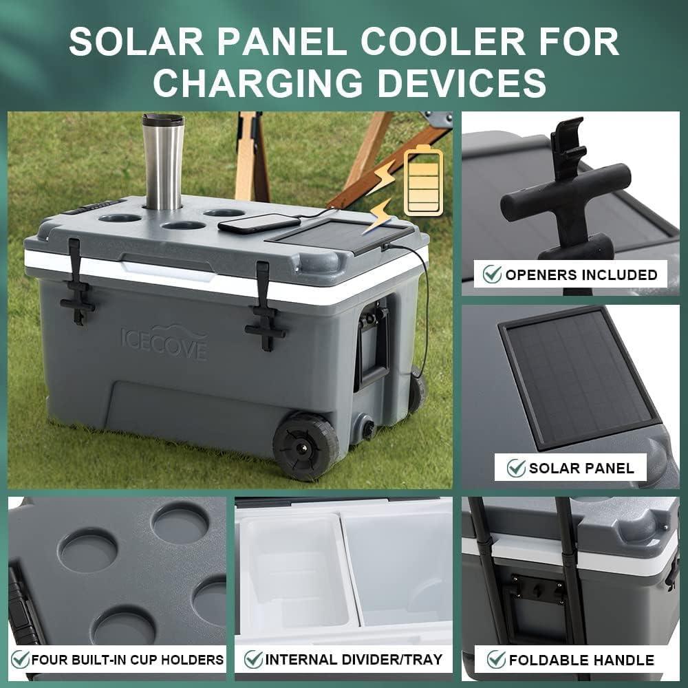 IceCove Solar Cooler Portable Freezer with Wheels and Handle - Benebomo