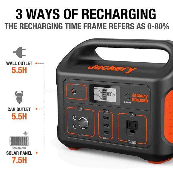 Jackery Explorer 500 Portable Power Station 518 Wh - Benebomo