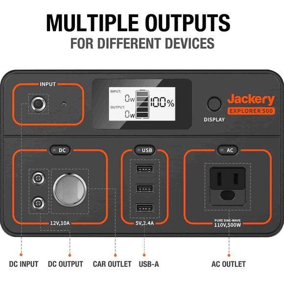 Jackery Explorer 500 Portable Power Station 518 Wh - Benebomo