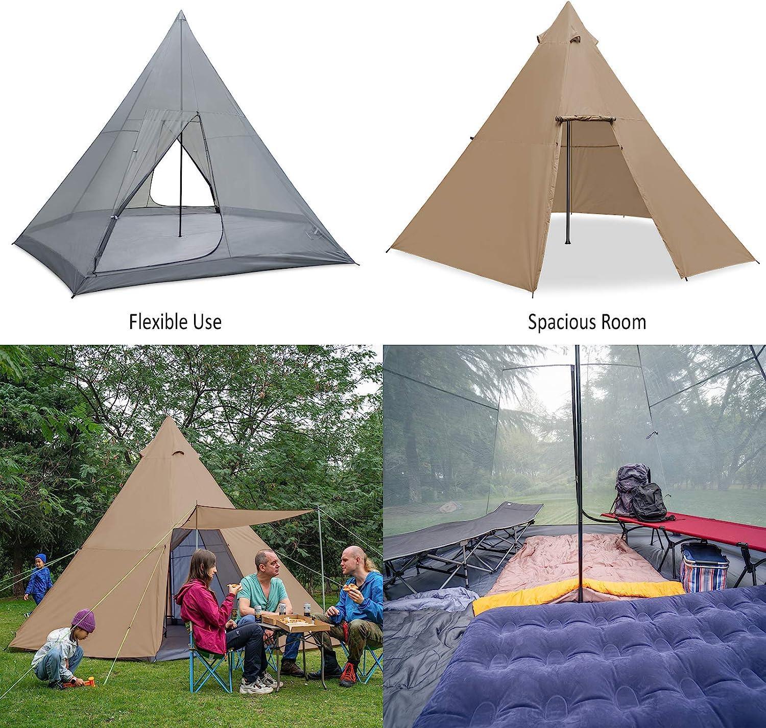 KAZOO Large Pyramid Tent for 8 Person Waterproof Teepee Tent - Benebomo