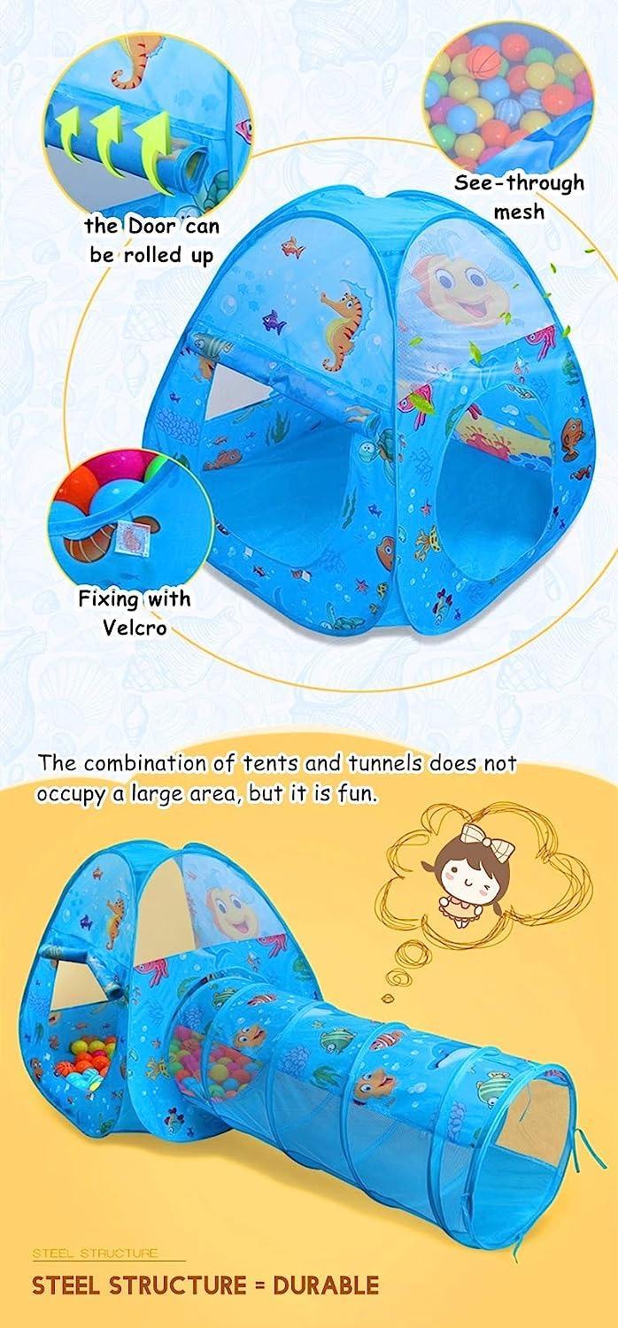 Kid's Blue Pop - Up Tent Ocean Animal Play Tent Nemo - Benebomo