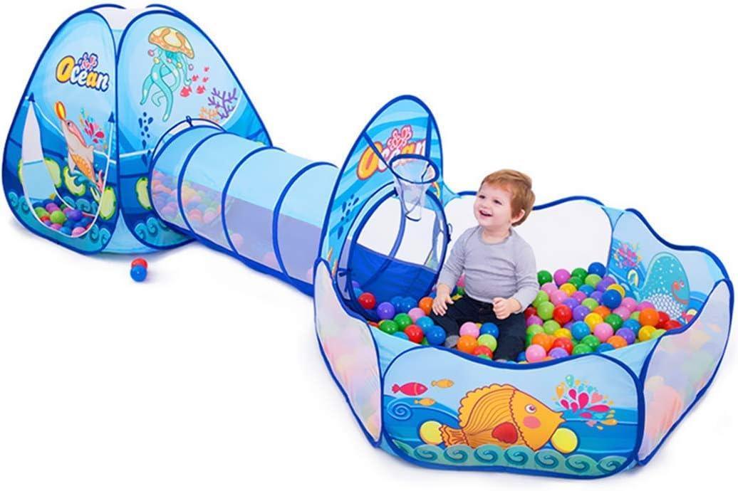 Kid's Blue Pop - Up Tent Ocean World Tunnel Tent - Benebomo