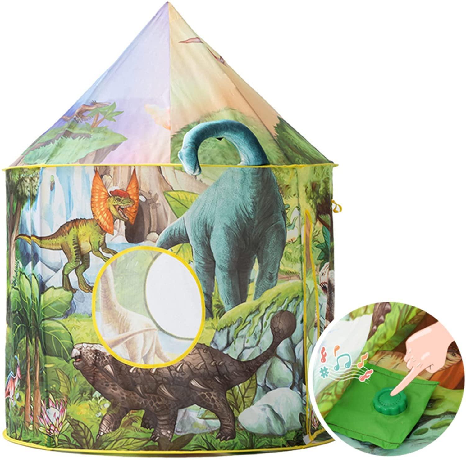 Kid's Green 3D Dinosaur Play Tent with Sound Button - Benebomo