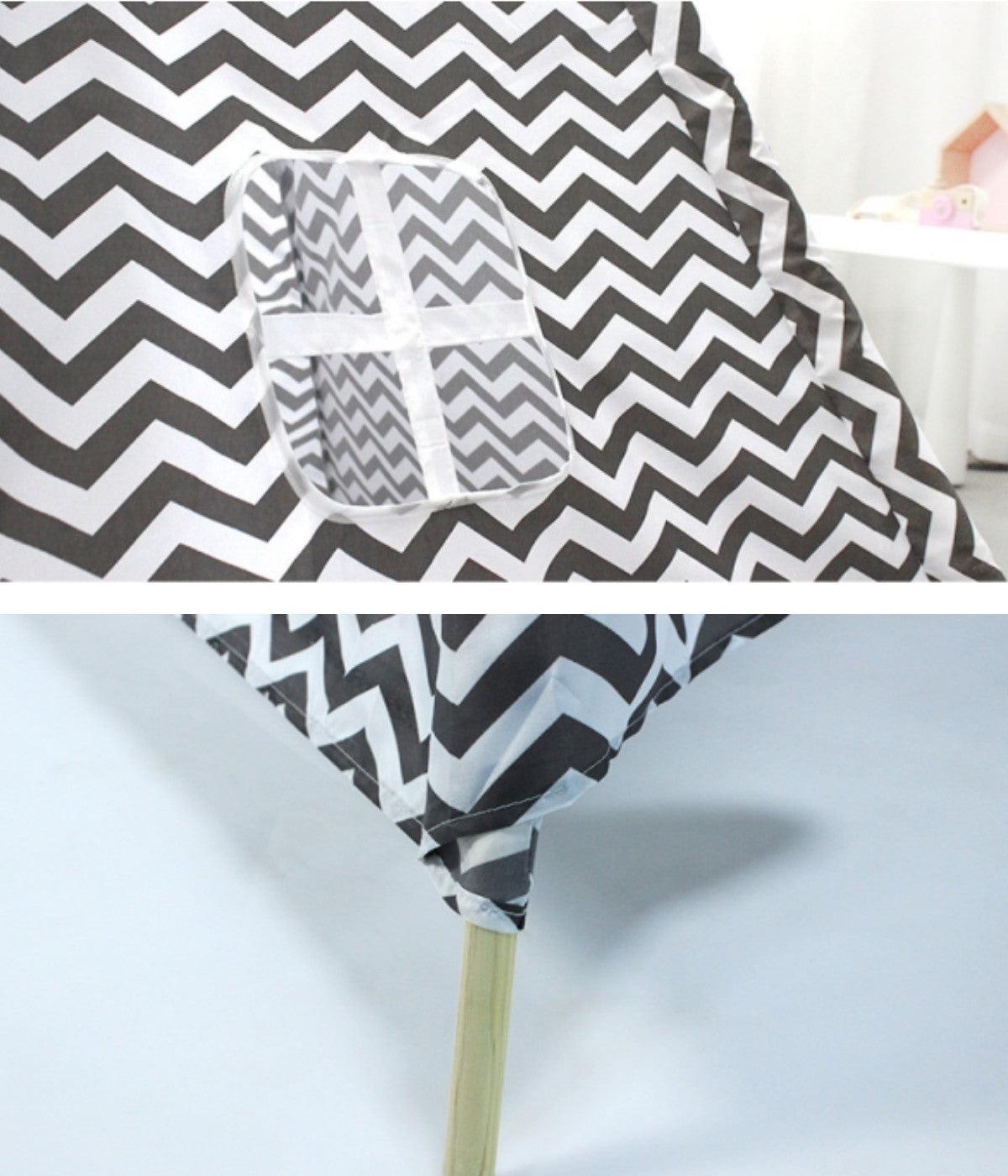 Kid's Grey Teepee Tent Peach Skin Wave Pattern - Benebomo