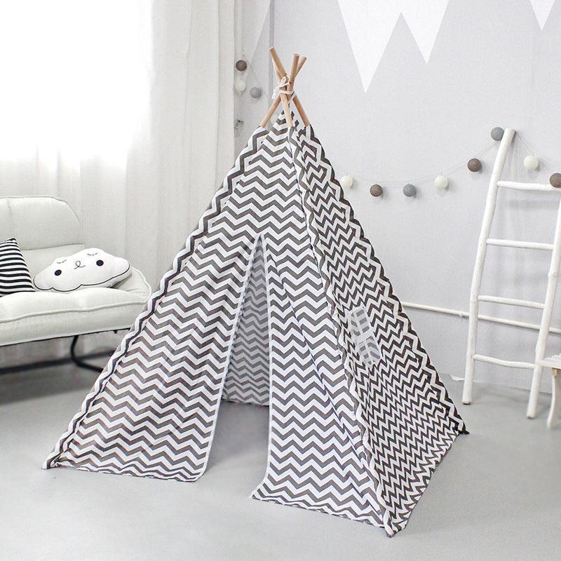 Kid's Grey Teepee Tent Peach Skin Wave Pattern - Benebomo