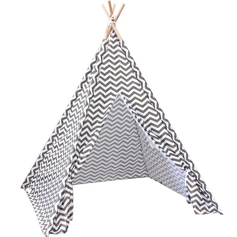 Kid's Grey Teepee Tent Peach Skin Wave Pattern - Benebomo