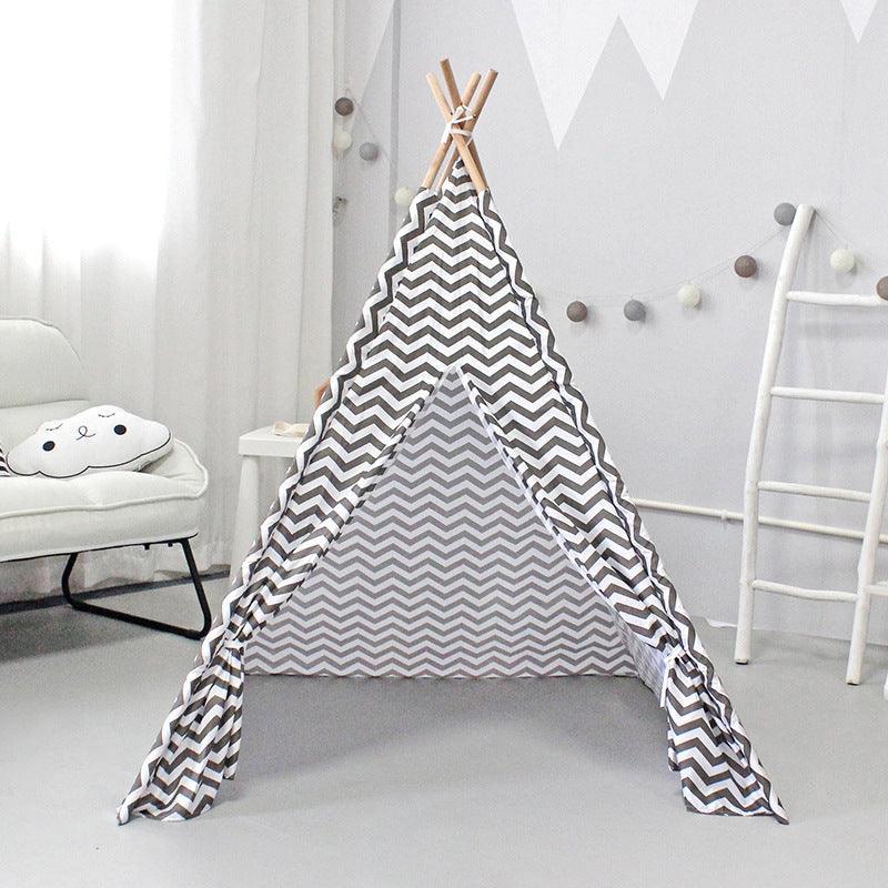 Kid's Grey Teepee Tent Peach Skin Wave Pattern - Benebomo