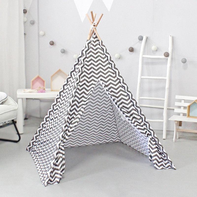 Kid's Grey Teepee Tent Peach Skin Wave Pattern - Benebomo