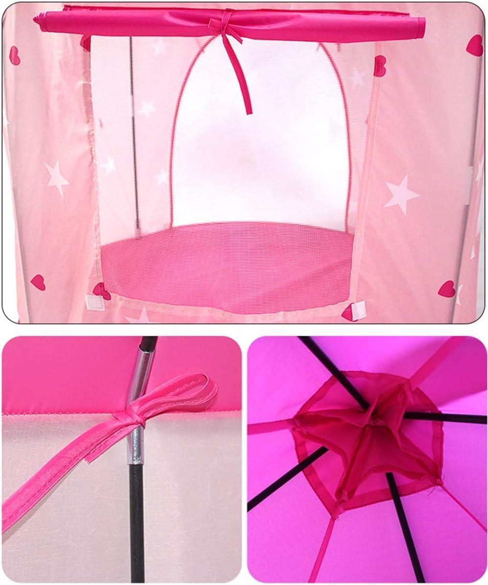 Kid's Pink Princess Castle Tent with Mesh Window - Benebomo