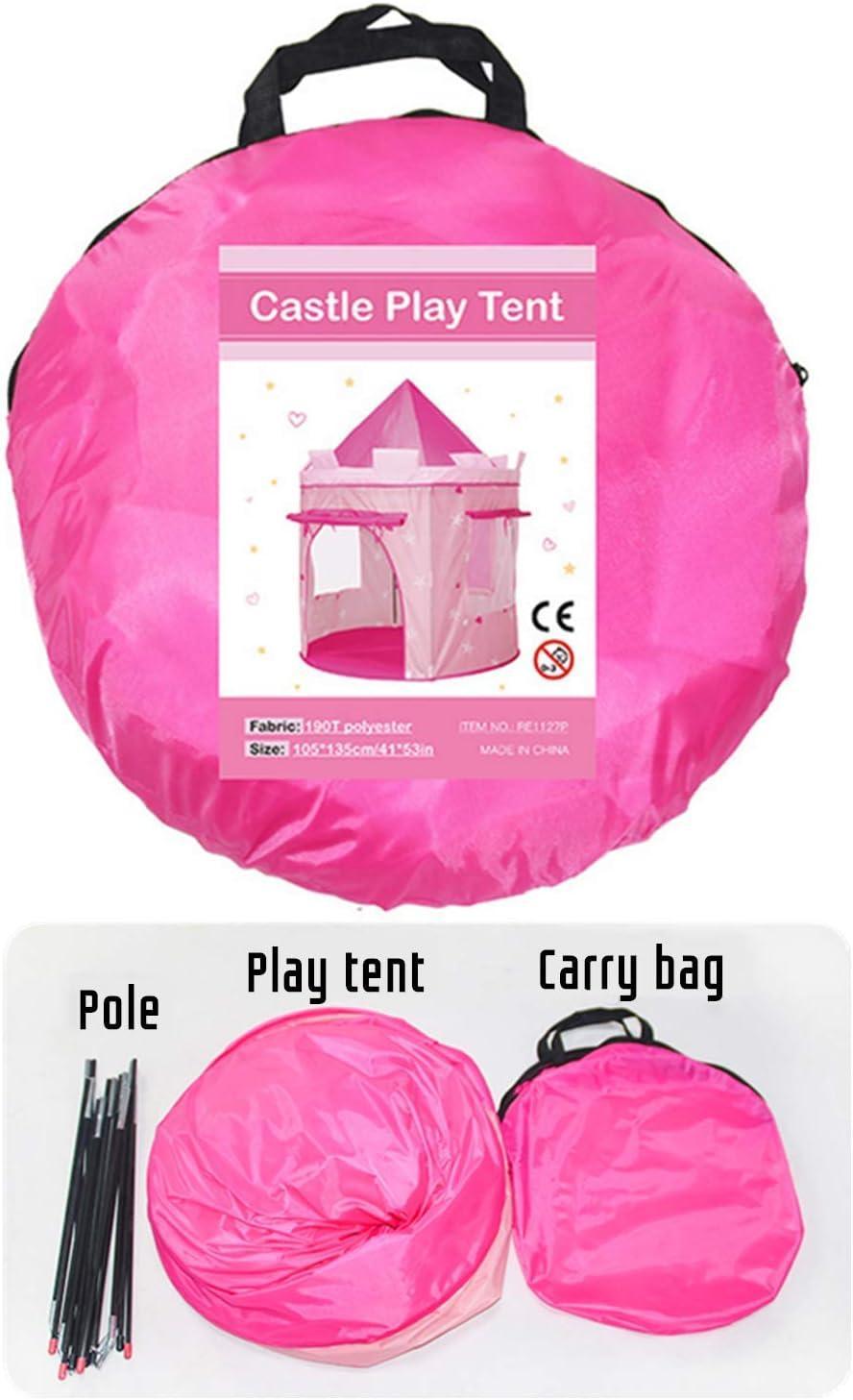 Kid's Pink Princess Castle Tent with Mesh Window - Benebomo