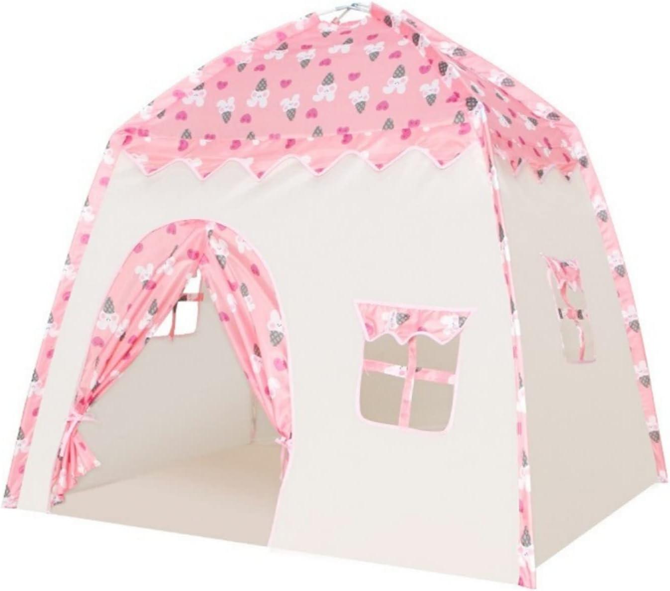 Kid's Pink Wendy House Oxford Cartoon Play Tent - Benebomo