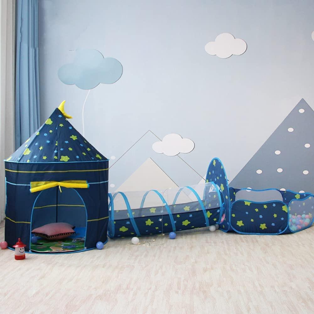 Kid's Polyester Blue Moon and Star Tunnel Tent - Benebomo