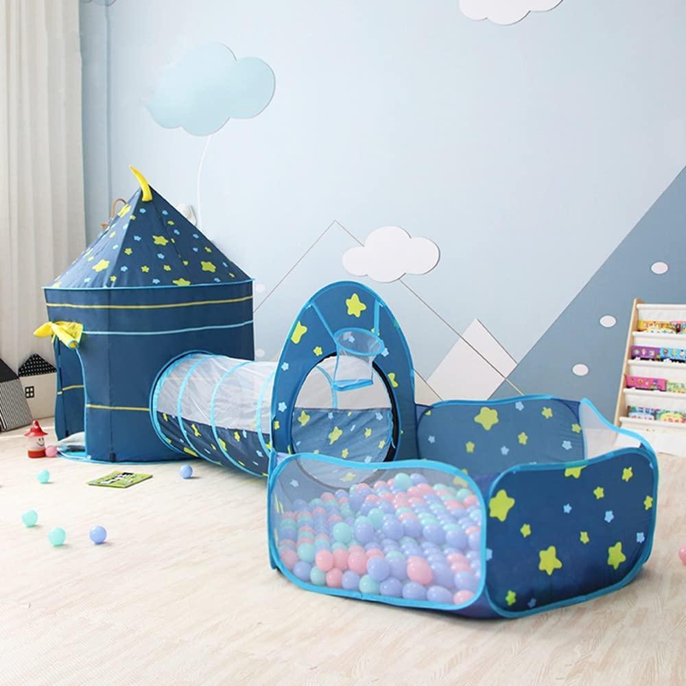 Kid's Polyester Blue Moon and Star Tunnel Tent - Benebomo