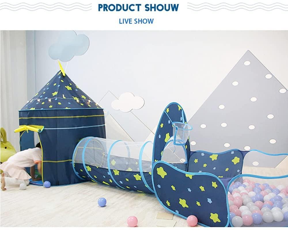 Kid's Polyester Blue Moon and Star Tunnel Tent - Benebomo