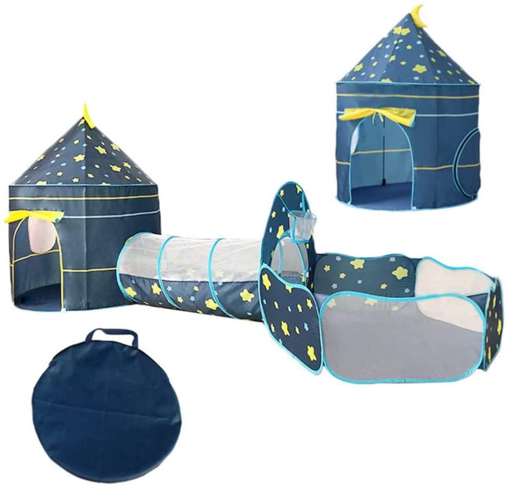 Kid's Polyester Blue Moon and Star Tunnel Tent - Benebomo