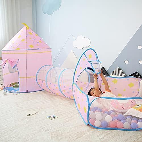 Kid's Polyester Pink Moon and Star Tunnel Tent - Benebomo