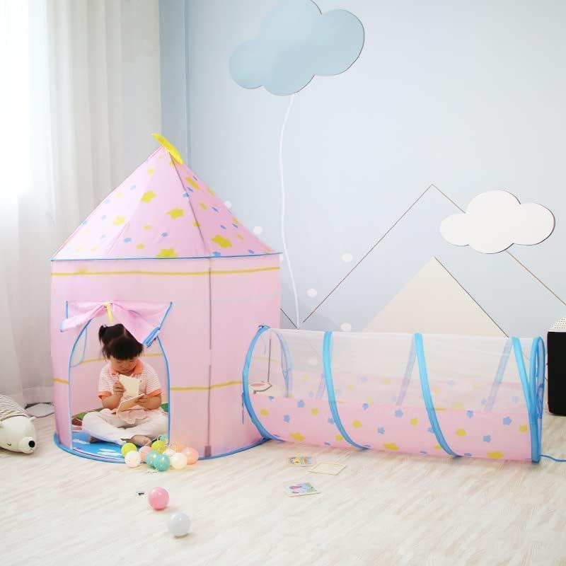 Kid's Polyester Pink Moon and Star Tunnel Tent - Benebomo