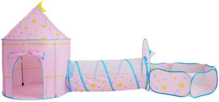 Kid's Polyester Pink Moon and Star Tunnel Tent - Benebomo