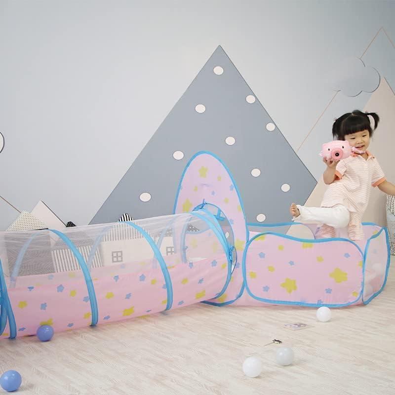 Kid's Polyester Pink Moon and Star Tunnel Tent - Benebomo