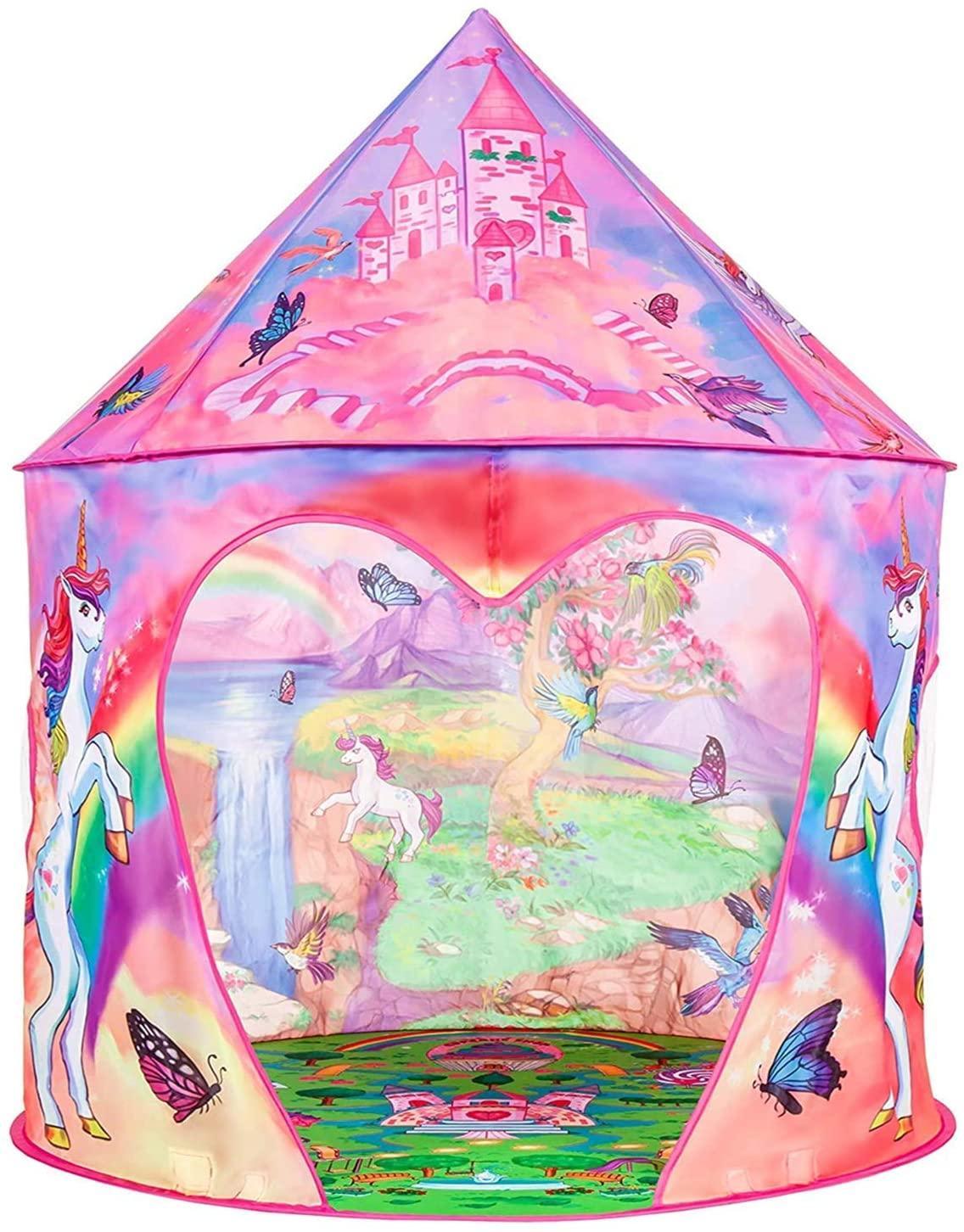 Kid's Unicorn Play Tent Pink Polyester Fairyland Theme - Benebomo