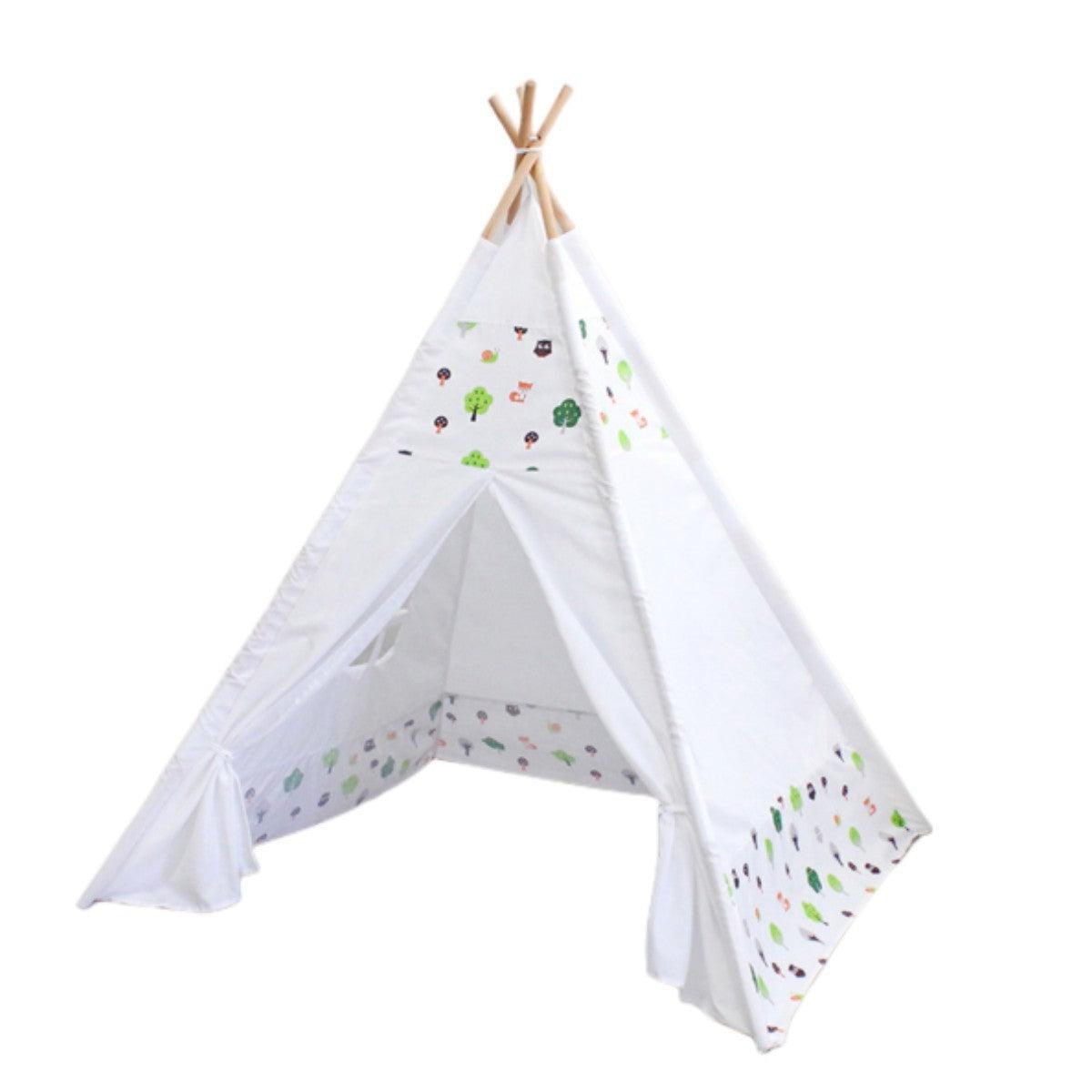 Kid's White Teepee Tent Peach Skin Forest Theme - Benebomo