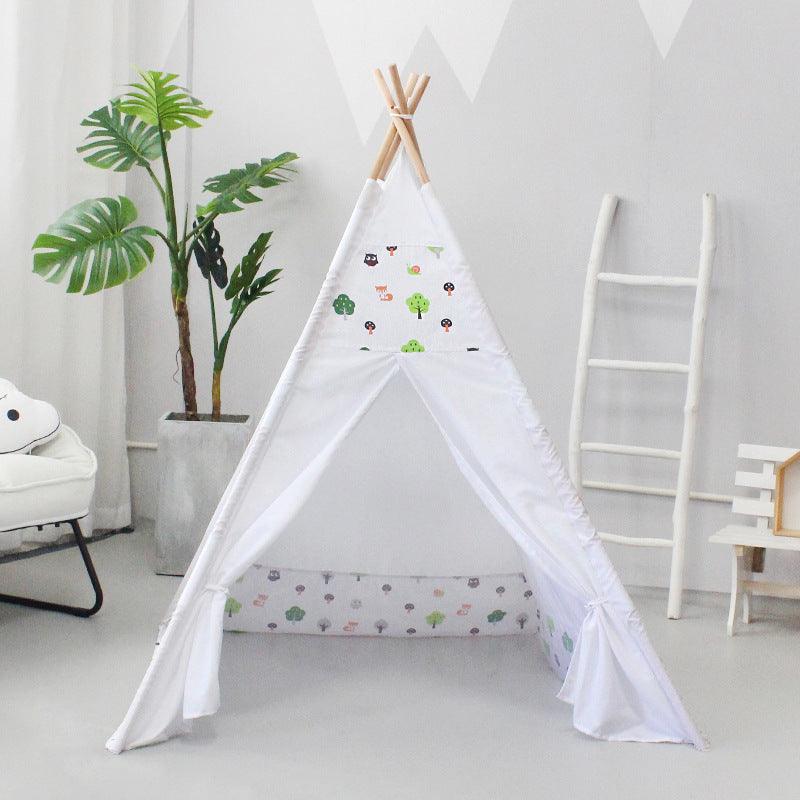 Kid's White Teepee Tent Peach Skin Forest Theme - Benebomo