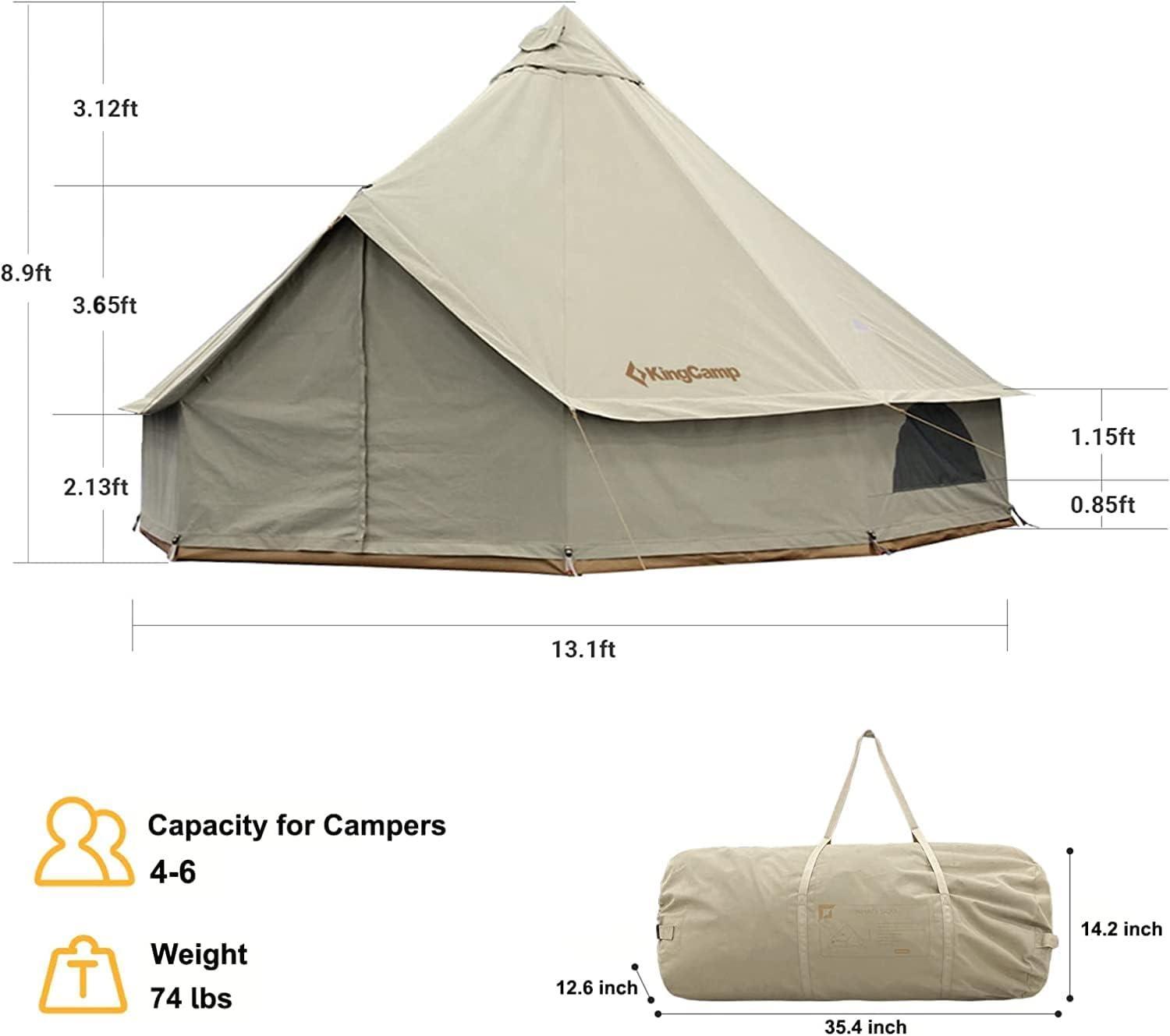 KingCamp Khan Bell Tent for 6 Person Glamping 4 Season Canvas Yurt Tent - Benebomo