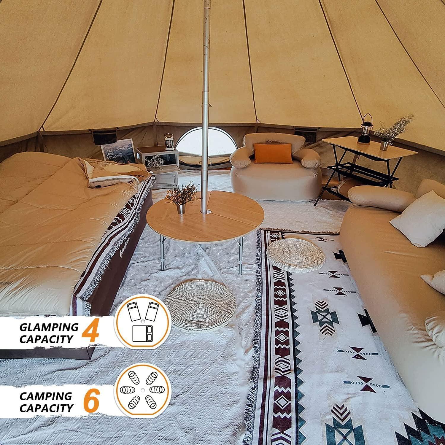 KingCamp Khan Bell Tent for 6 Person Glamping 4 Season Canvas Yurt Tent - Benebomo