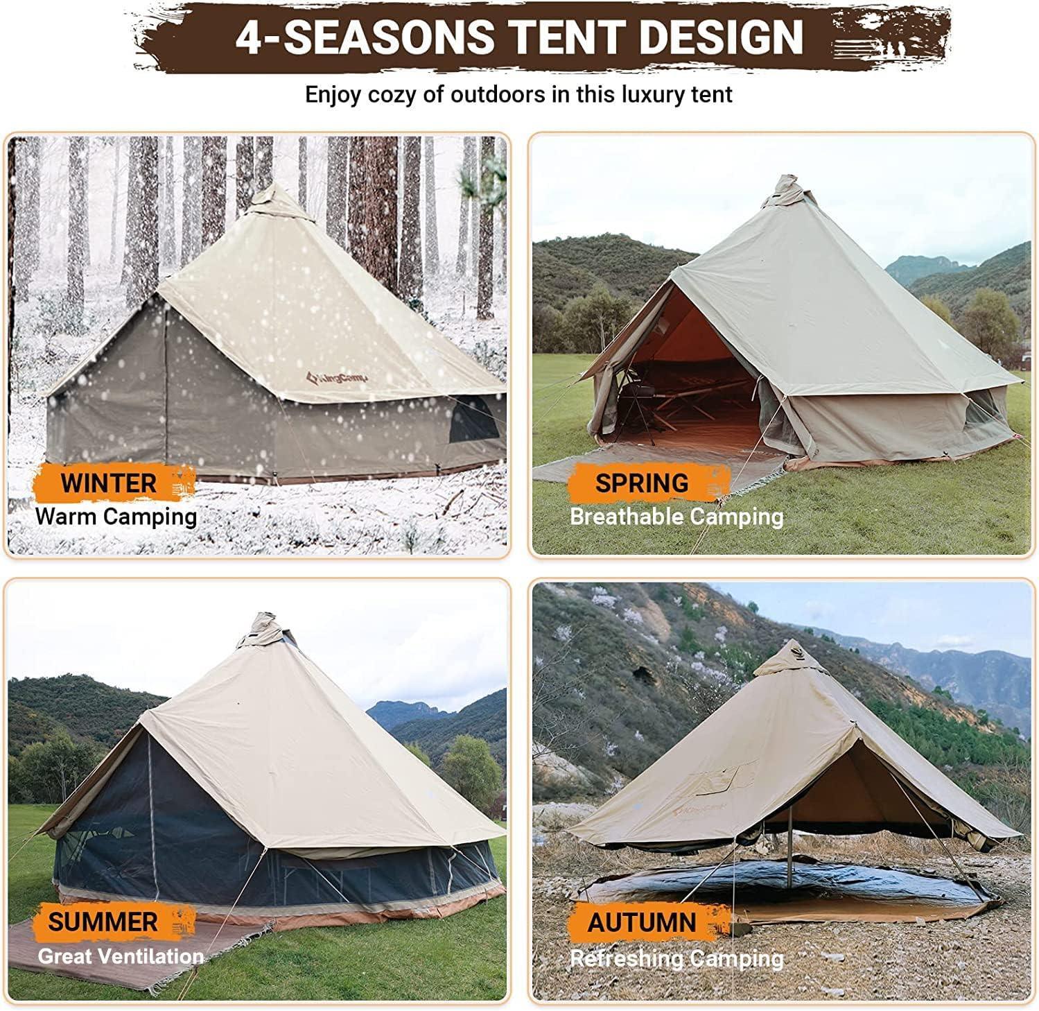 KingCamp Khan Bell Tent for 6 Person Glamping 4 Season Canvas Yurt Tent - Benebomo