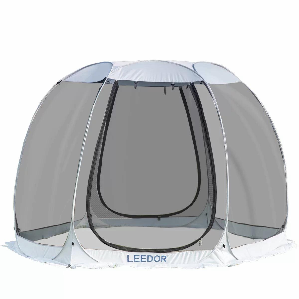 Leedor Gazebo Tent for 4 - 6 People White Polyester Pop Up Screen House - Benebomo