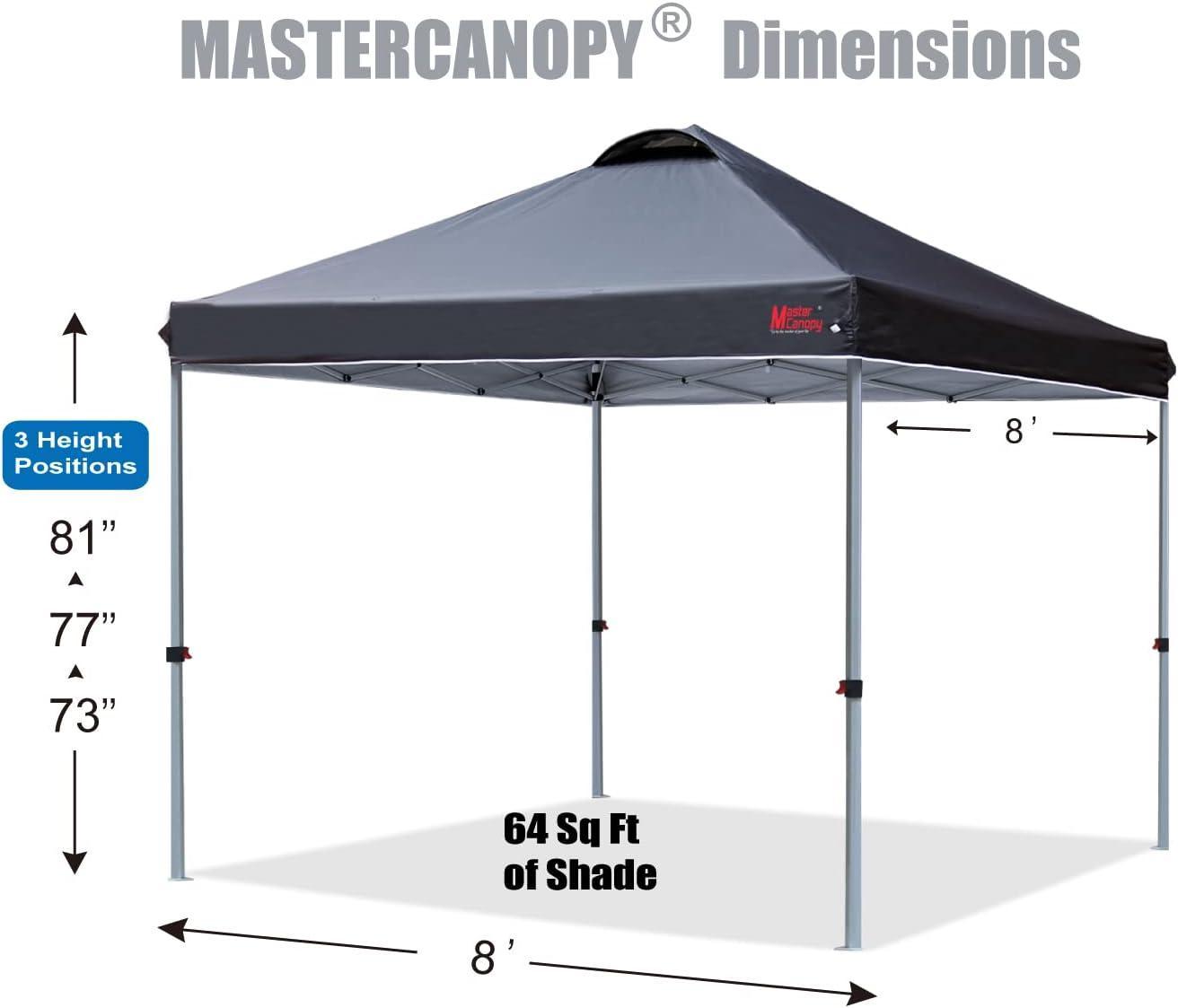 MasterCanopy Gazebo Tent for 4 - 8 People Black PVC Pop Up Gazebo - Benebomo